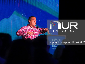 Minnesota Attorney General Keith Ellison speaks at the Minnesota DFL Election Night event at the InterContinental Hotel in St. Paul, Minneso...