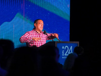 Minnesota Attorney General Keith Ellison speaks at the Minnesota DFL Election Night event at the InterContinental Hotel in St. Paul, Minneso...