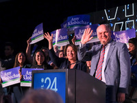 United States Senator Amy Klobuchar (D-MN) celebrates at the Minnesota DFL Election Night event at the InterContinental Hotel in St. Paul, M...