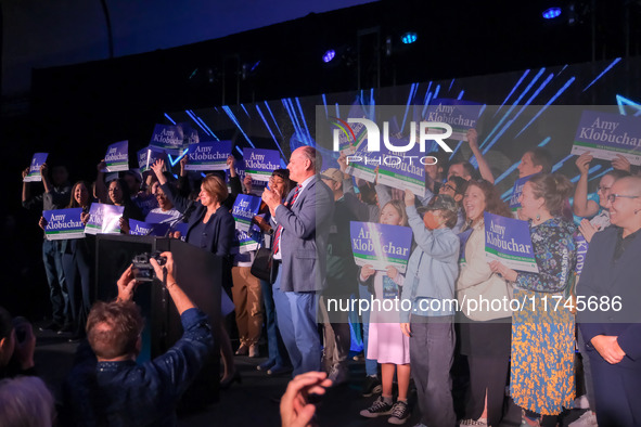 United States Senator Amy Klobuchar (D-MN) celebrates at the Minnesota DFL Election Night event at the InterContinental Hotel in St. Paul, M...