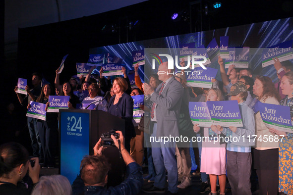 United States Senator Amy Klobuchar (D-MN) speaks at the Minnesota DFL Election Night event at the InterContinental Hotel in St. Paul, Minne...