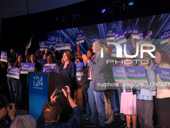 United States Senator Amy Klobuchar (D-MN) speaks at the Minnesota DFL Election Night event at the InterContinental Hotel in St. Paul, Minne...