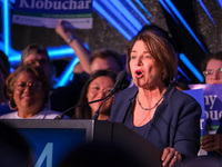 United States Senator Amy Klobuchar (D-MN) speaks at the Minnesota DFL Election Night event at the InterContinental Hotel in St. Paul, Minne...