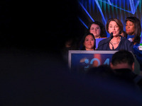 United States Senator Amy Klobuchar (D-MN) speaks at the Minnesota DFL Election Night event at the InterContinental Hotel in St. Paul, Minne...