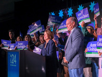 United States Senator Amy Klobuchar (D-MN) celebrates a victory at the Minnesota DFL Election Night event at the InterContinental Hotel in S...