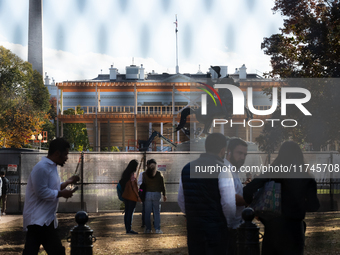 Riot fencing surrounds Lafayette Park and the White House on Election Day in Washington, DC, on November 5, 2024.  Construction has already...