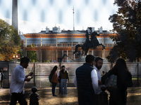 Riot fencing surrounds Lafayette Park and the White House on Election Day in Washington, DC, on November 5, 2024.  Construction has already...