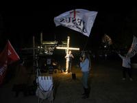 Religious demonstrators gather in Lafayette Park near the White House in Washington, D.C. on November 5, 2024 as presidential election proje...