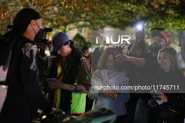 Opposing political demonstrators gather near the White House in Washington, D.C. on November 5, 2024. 