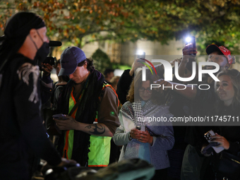 Opposing political demonstrators gather near the White House in Washington, D.C. on November 5, 2024. (