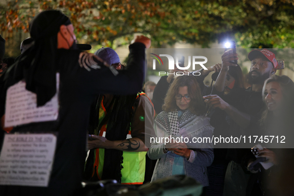 Opposing political demonstrators gather near the White House in Washington, D.C. on November 5, 2024. 