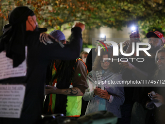 Opposing political demonstrators gather near the White House in Washington, D.C. on November 5, 2024. (