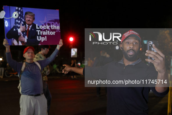 Opposing political demonstrators gather near the White House in Washington, D.C. on November 5, 2024. 