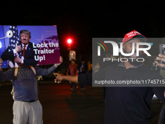 Opposing political demonstrators gather near the White House in Washington, D.C. on November 5, 2024. (