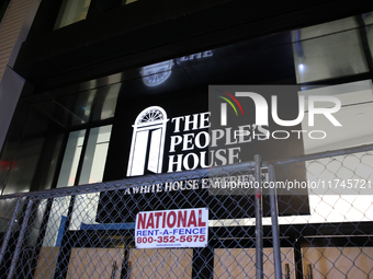 A fence surrounds 'The People's House', a tourist attraction, near the White House in Washington, D.C. on November 5, 2024 as results are ta...