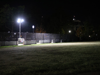 A security fence is seen in Lafayette Park near the White House in Washington, D.C. on November 5, 2024 as results are tallied for the presi...