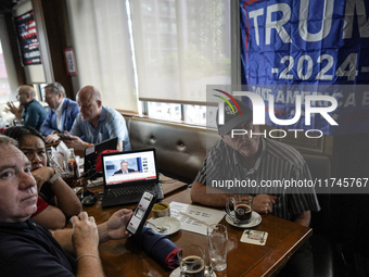 Republican Party supporters gather at a roadhouse restaurant to view U.S. media coverage of the U.S. presidential election in Bangkok, Thail...