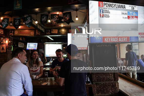 Democrat Party supporters gather at a roadhouse restaurant to view U.S. media coverage of the U.S. presidential election in Bangkok, Thailan...