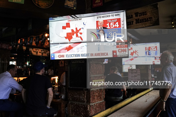 Democrat Party supporters gather at a roadhouse restaurant to view U.S. media coverage of the U.S. presidential election in Bangkok, Thailan...