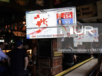 Democrat Party supporters gather at a roadhouse restaurant to view U.S. media coverage of the U.S. presidential election in Bangkok, Thailan...