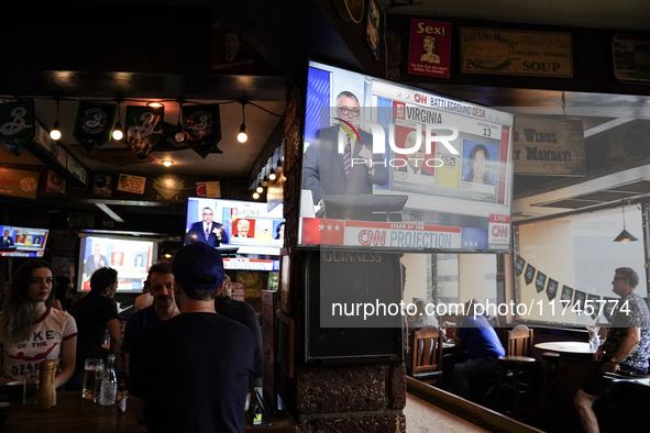 Democrat Party supporters gather at a roadhouse restaurant to view U.S. media coverage of the U.S. presidential election in Bangkok, Thailan...