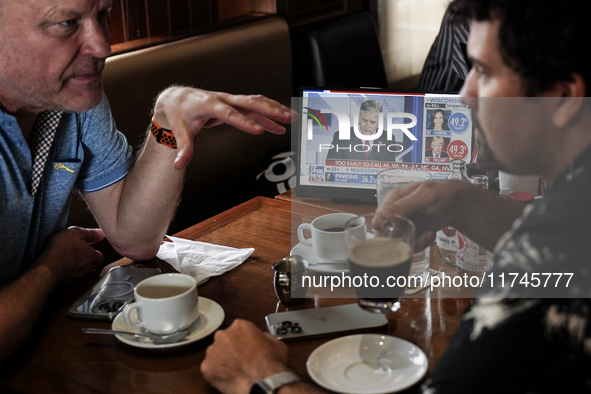 Republican Party supporters gather at a roadhouse restaurant to view U.S. media coverage of the U.S. presidential election in Bangkok, Thail...