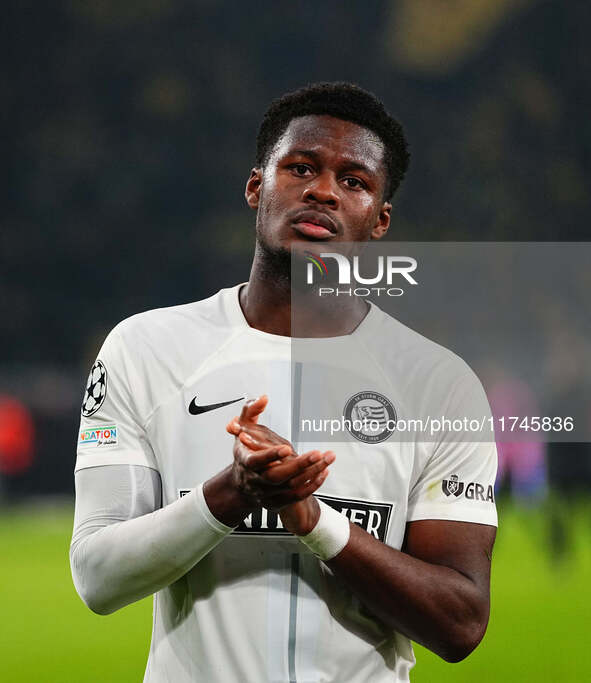 Tochi Chukwuani of SK Sturm Graz  looks on during the Champions League Round 4 match between Borussia Dortmund v SK Sturm Graz at the Signal...