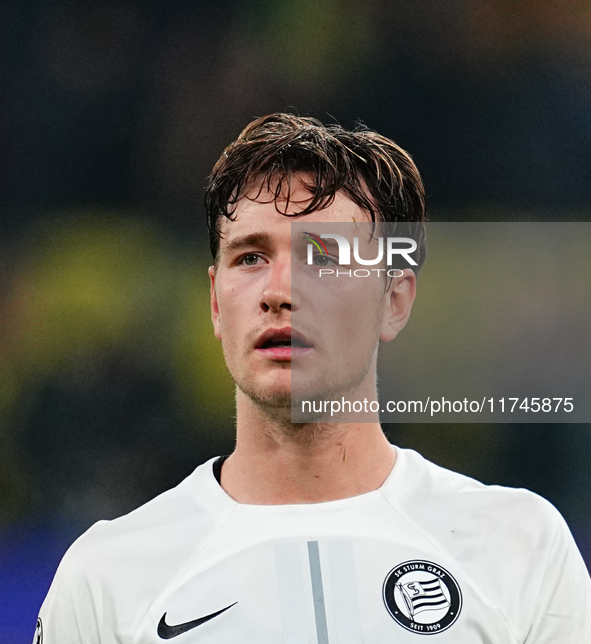 William Bøving of SK Sturm Graz  looks on during the Champions League Round 4 match between Borussia Dortmund v SK Sturm Graz at the Signal...