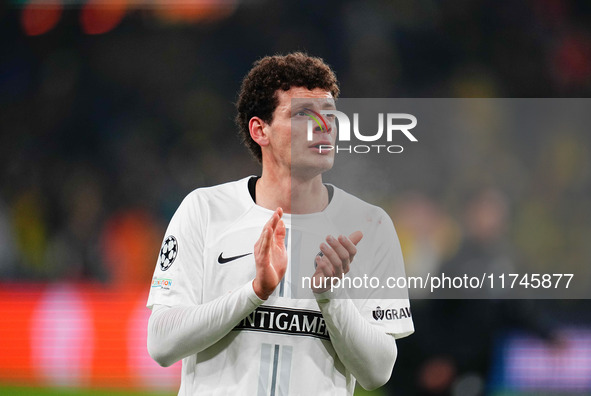 Erencan Yardımcı of SK Sturm Graz  gestures during the Champions League Round 4 match between Borussia Dortmund v SK Sturm Graz at the Signa...