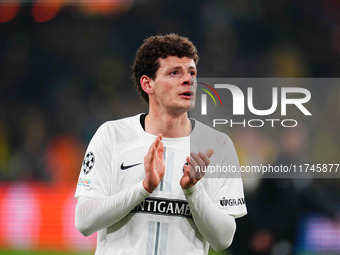 Erencan Yardımcı of SK Sturm Graz  gestures during the Champions League Round 4 match between Borussia Dortmund v SK Sturm Graz at the Signa...