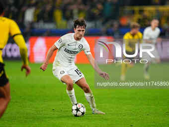 William Bøving of SK Sturm Graz  controls the ball during the Champions League Round 4 match between Borussia Dortmund v SK Sturm Graz at th...