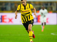 Nico Schlotterbeck of Borussia Dortmund  controls the ball during the Champions League Round 4 match between Borussia Dortmund v SK Sturm Gr...