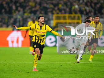 Ramy Bensebaini of Borussia Dortmund  controls the ball during the Champions League Round 4 match between Borussia Dortmund v SK Sturm Graz...