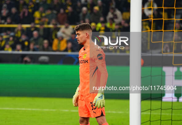 Alexander Meyer of Borussia Dortmund  looks on during the Champions League Round 4 match between Borussia Dortmund v SK Sturm Graz at the Si...