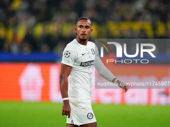 Emanuel Aiwu of SK Sturm Graz  looks on during the Champions League Round 4 match between Borussia Dortmund v SK Sturm Graz at the Signal Lu...