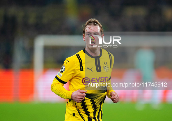 Julian Brandt of Borussia Dortmund  looks on during the Champions League Round 4 match between Borussia Dortmund v SK Sturm Graz at the Sign...