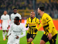 Donyell Malen of Borussia Dortmund  looks on during the Champions League Round 4 match between Borussia Dortmund v SK Sturm Graz at the Sign...