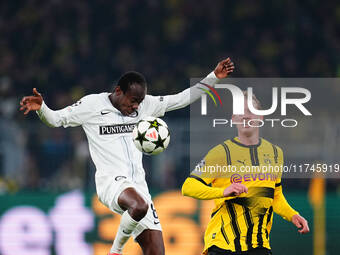 Malick Yalcouyé of SK Sturm Graz  controls the ball during the Champions League Round 4 match between Borussia Dortmund v SK Sturm Graz at t...