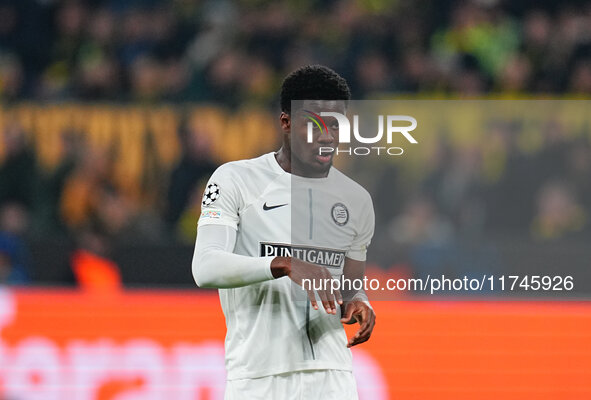 Tochi Chukwuani of SK Sturm Graz  looks on during the Champions League Round 4 match between Borussia Dortmund v SK Sturm Graz at the Signal...