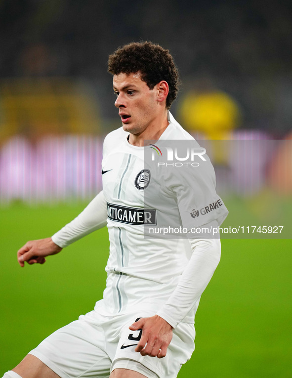 Erencan Yardımcı of SK Sturm Graz  looks on during the Champions League Round 4 match between Borussia Dortmund v SK Sturm Graz at the Signa...