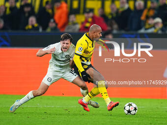 Donyell Malen of Borussia Dortmund  controls the ball during the Champions League Round 4 match between Borussia Dortmund v SK Sturm Graz at...