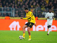 Felix Nmecha of Borussia Dortmund  controls the ball during the Champions League Round 4 match between Borussia Dortmund v SK Sturm Graz at...