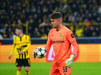 Alexander Meyer of Borussia Dortmund  controls the ball during the Champions League Round 4 match between Borussia Dortmund v SK Sturm Graz...