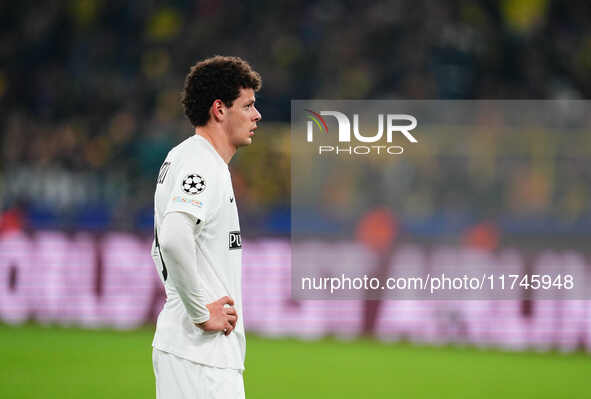 Erencan Yardımcı of SK Sturm Graz  looks on during the Champions League Round 4 match between Borussia Dortmund v SK Sturm Graz at the Signa...