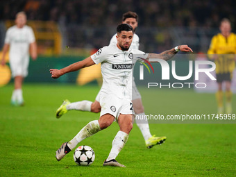 Jusuf Gazibegovic of SK Sturm Graz  controls the ball during the Champions League Round 4 match between Borussia Dortmund v SK Sturm Graz at...