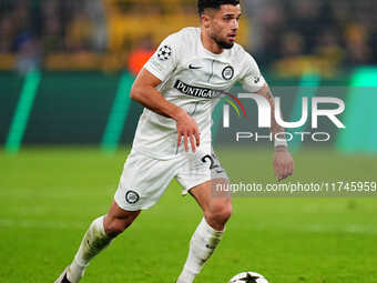 Jusuf Gazibegovic of SK Sturm Graz  controls the ball during the Champions League Round 4 match between Borussia Dortmund v SK Sturm Graz at...