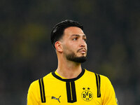 Ramy Bensebaini of Borussia Dortmund  looks on during the Champions League Round 4 match between Borussia Dortmund v SK Sturm Graz at the Si...