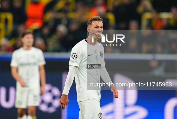 Lovro Zvonarek of SK Sturm Graz  looks on during the Champions League Round 4 match between Borussia Dortmund v SK Sturm Graz at the Signal...