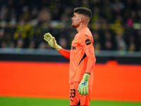 Alexander Meyer of Borussia Dortmund  gestures during the Champions League Round 4 match between Borussia Dortmund v SK Sturm Graz at the Si...