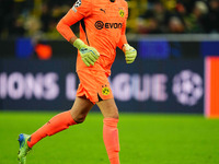 Alexander Meyer of Borussia Dortmund  gestures during the Champions League Round 4 match between Borussia Dortmund v SK Sturm Graz at the Si...